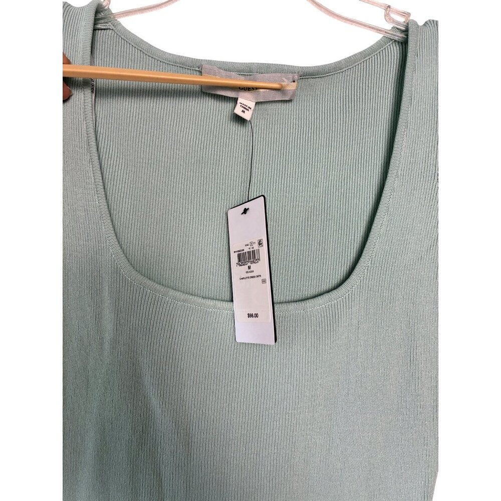 NWT GUESS Cap Sleeve Charlotte Bodycon Ribbed Dress M Aqua Ice Mint Green *READ - Picture 12 of 12